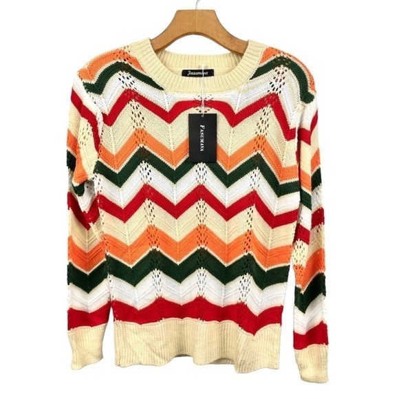 NEW Fasumawa Sunset Chevron Sweater Size S - Picture 4 of 7